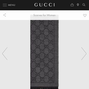 Grey & Navy Wool GUCCI monogram GG scarf!